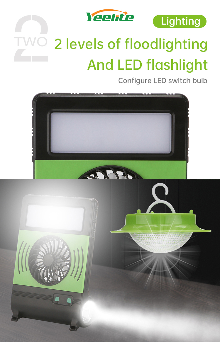 Mini Ηλιακό Σύστημα Φωτισμού LED & Φόρτισης με Ανεμιστήρα, Φακό, Φωτιστικό SOS & Φωτοβολταϊκό Πάνελ - Camping Solar Lights